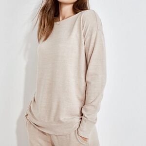 Talbots XL Haven Well Within Cappuccino Heather Long Sleeve Boat Neck Knit Tee